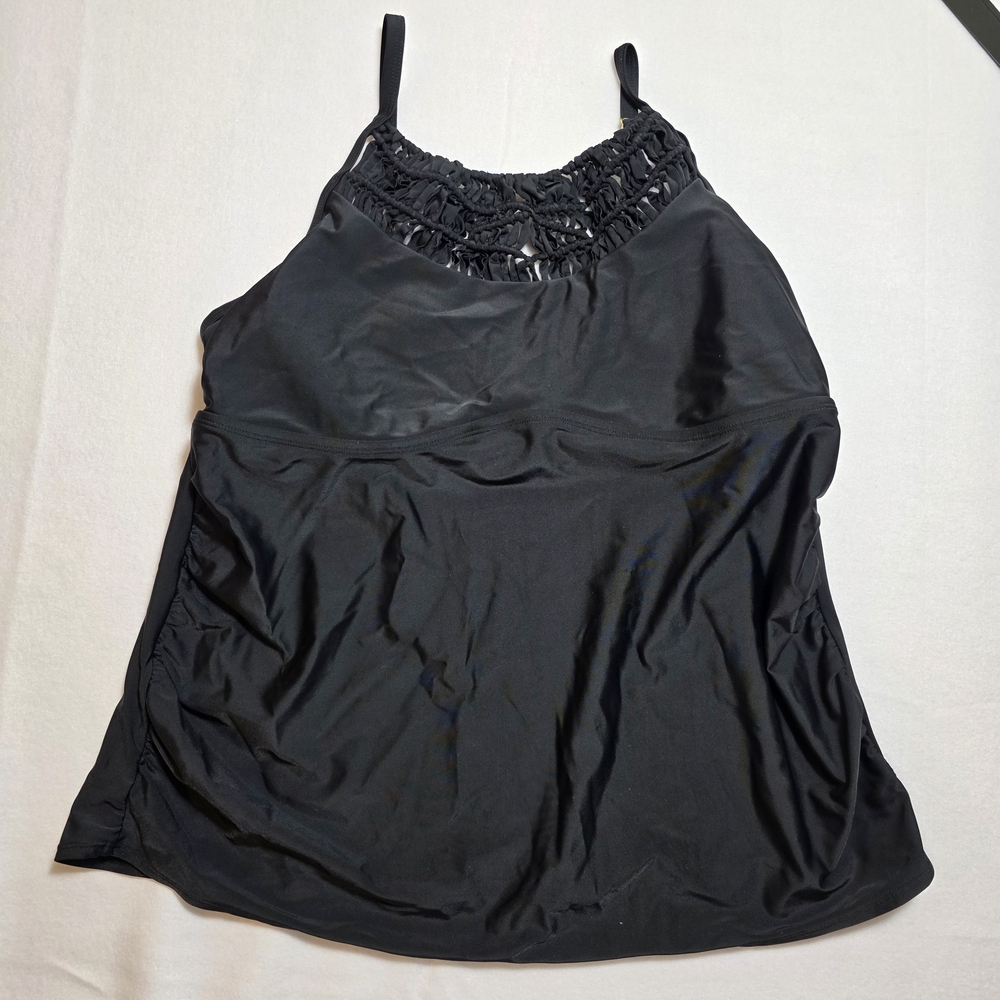 Ava‎ & Viv Black Embelished SwimCamisole Top 18W